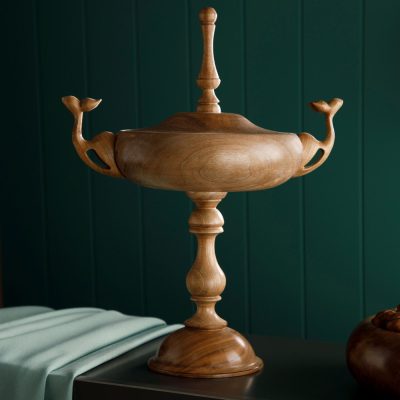 جام شکلات خوری دسته دار چوب گردو