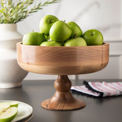 ظرف پذیرایی لبه بلند پایه دار چوب گردو سایز بزرگ