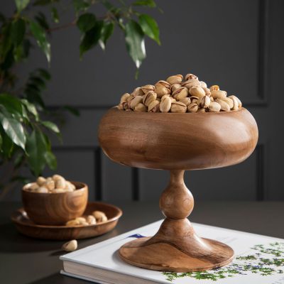 ظرف پذیرایی خمره ای پایه دار چوب گردو