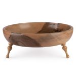 کاسه پذیرایی پایه فشنگی چوب گردو سایز بزرگ