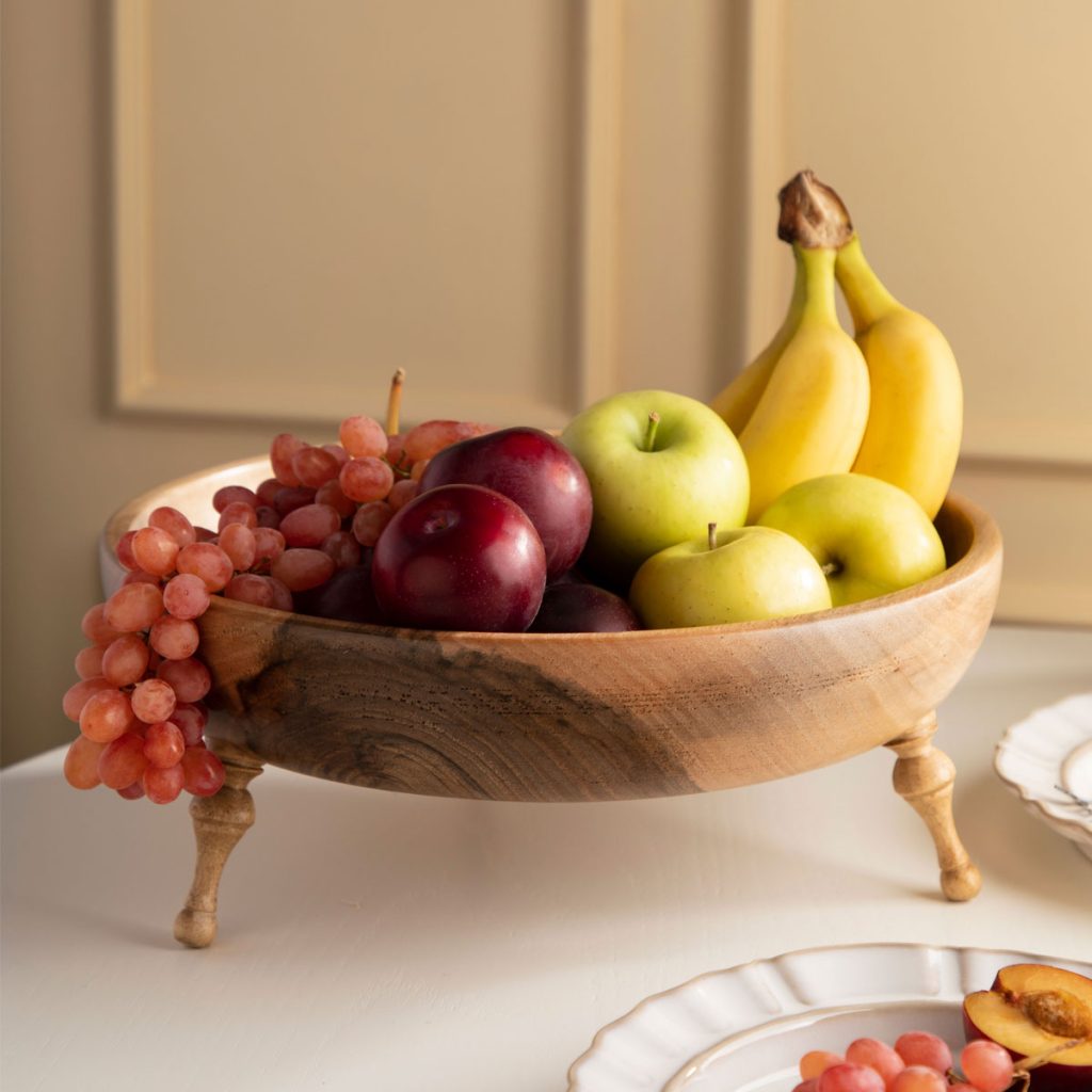 کاسه پذیرایی پایه فشنگی چوب گردو سایز بزرگ