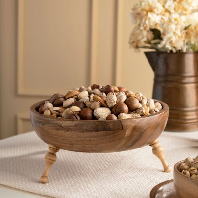 کاسه پذیرایی پایه فشنگی چوب گردو سایز متوسط