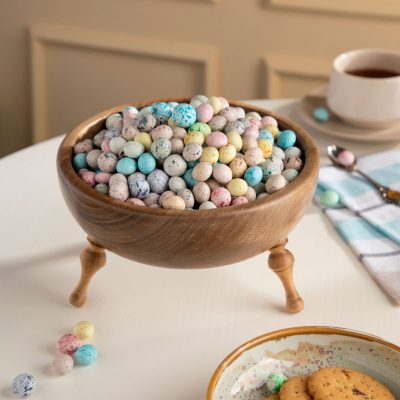 کاسه پذیرایی پایه فشنگی چوب گردو سایز کوچک