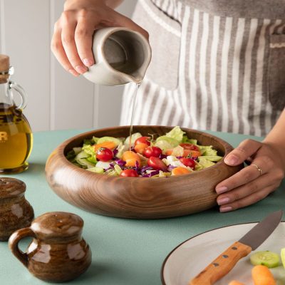 ظرف پذیرایی چوب گردو مدل خمره‌ای